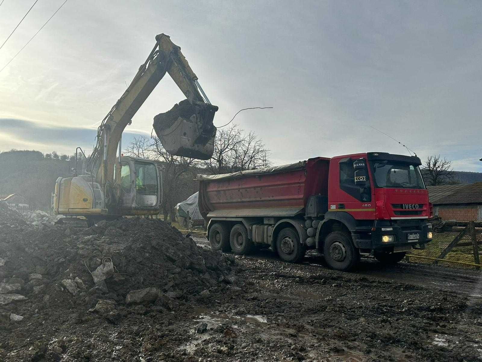 Inchiriem bascule 8x4, excavator / excavator pneuri (roți)