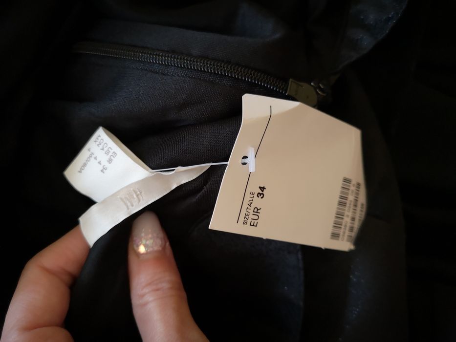 Черна рокля с блясък, брокат H&M 34, XS