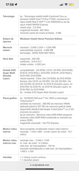 Laptop Toshiba P200-10c