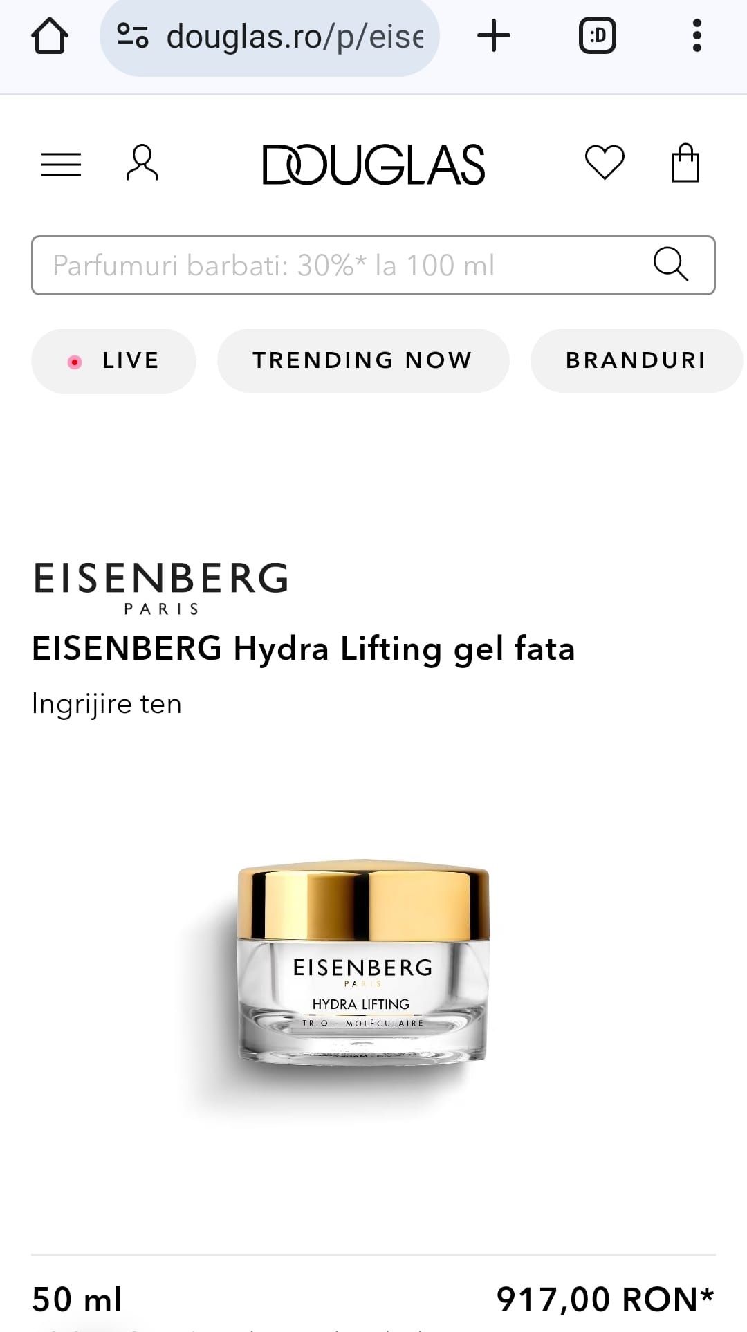 Crema de fata Eisenberg Hydra Lifting (sigilata) pentru reintinerire