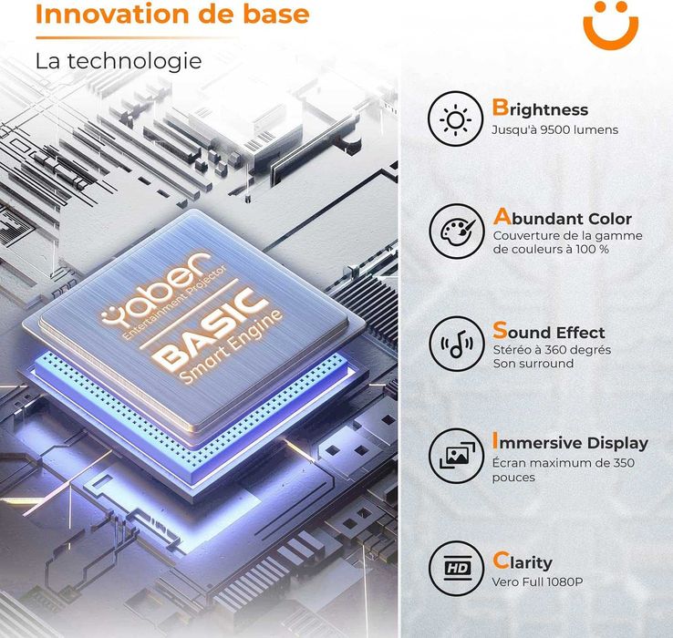 Videoproiector Yaber PRO V7, 9500 lumeni, 5G WiFi Bluetooth 4K