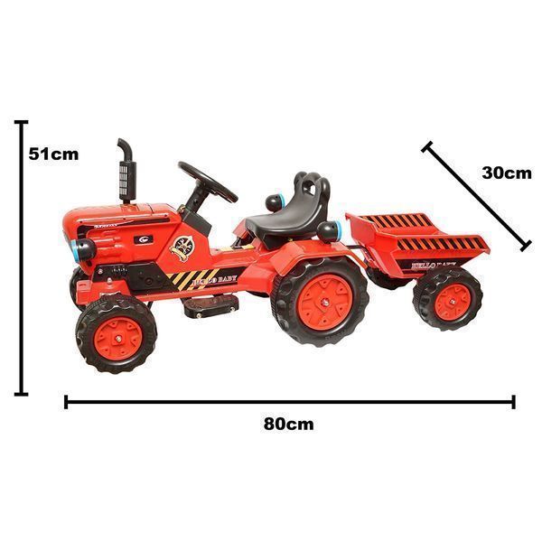 Електрически трактор с ремарке и батерия за деца, играчка 3-6 години h