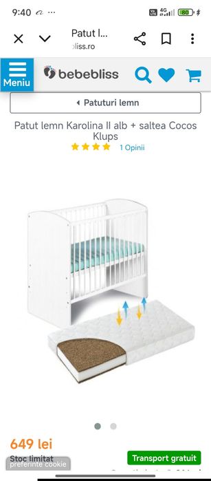 Vând pătuț bebe stare nou