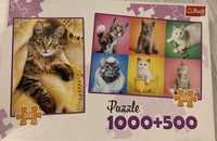 Puzzle 1000 + 500 piese (pisici)
