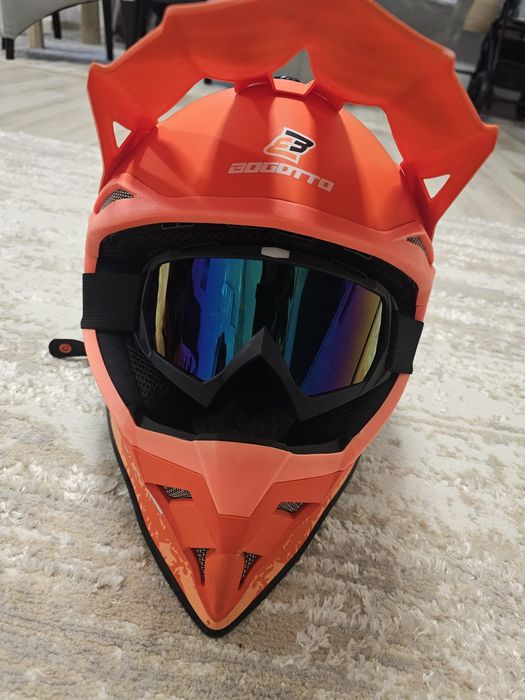 Casca atv/moto set 2 căști cu ochelari și mănuși incluse