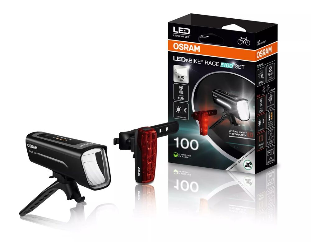 Фонарь для велосипеда OSRAM LEDsBIKE RACE E100 Set (передний + задний)