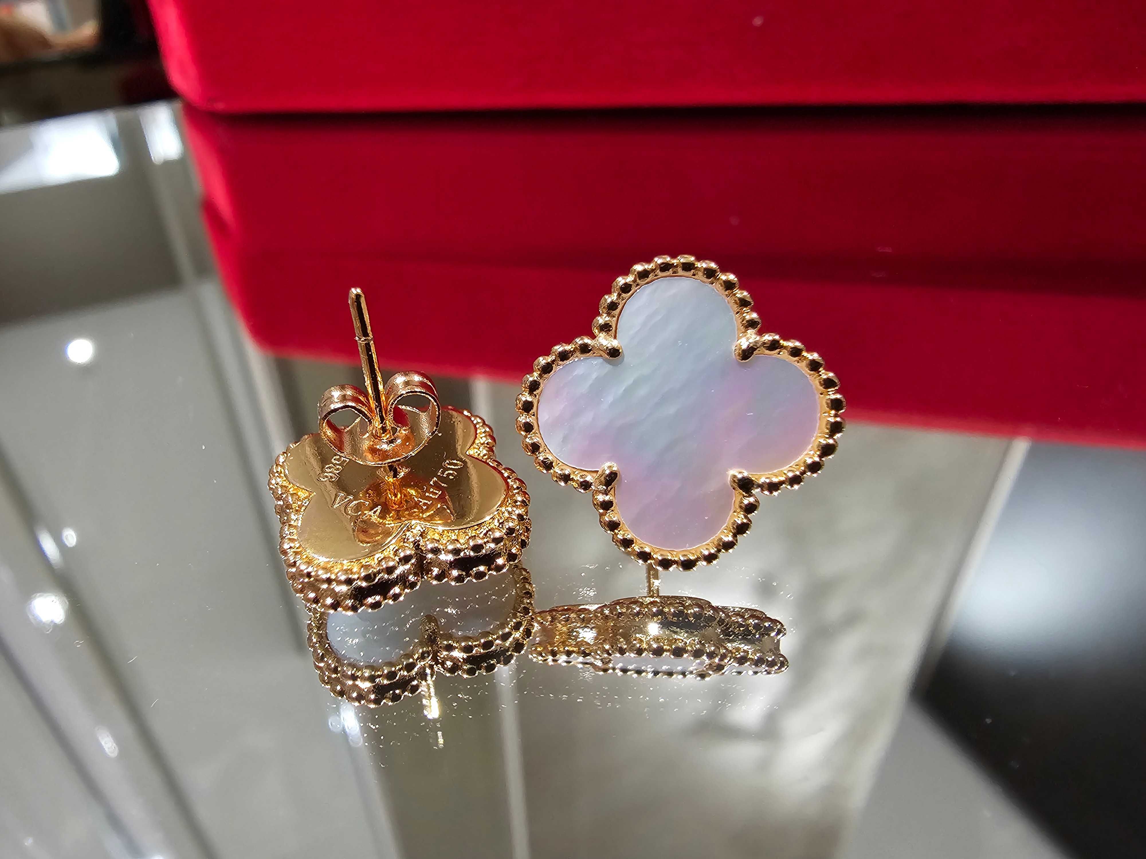 Van Cleef & Arpels VCA Rose Mother Pearl Alhambra Clover Дамски Обеци