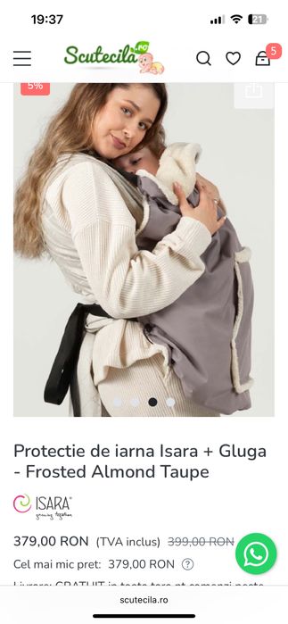 Protectie de iarna Isara + Gluga - Frosted Almond Taupe