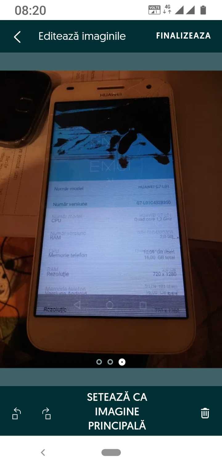 Telefon Huawei G7 L01 funcționează display spart se vede și în poze
