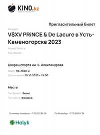 Продам билет на концерт V$XV PRiNCE & De Lacure