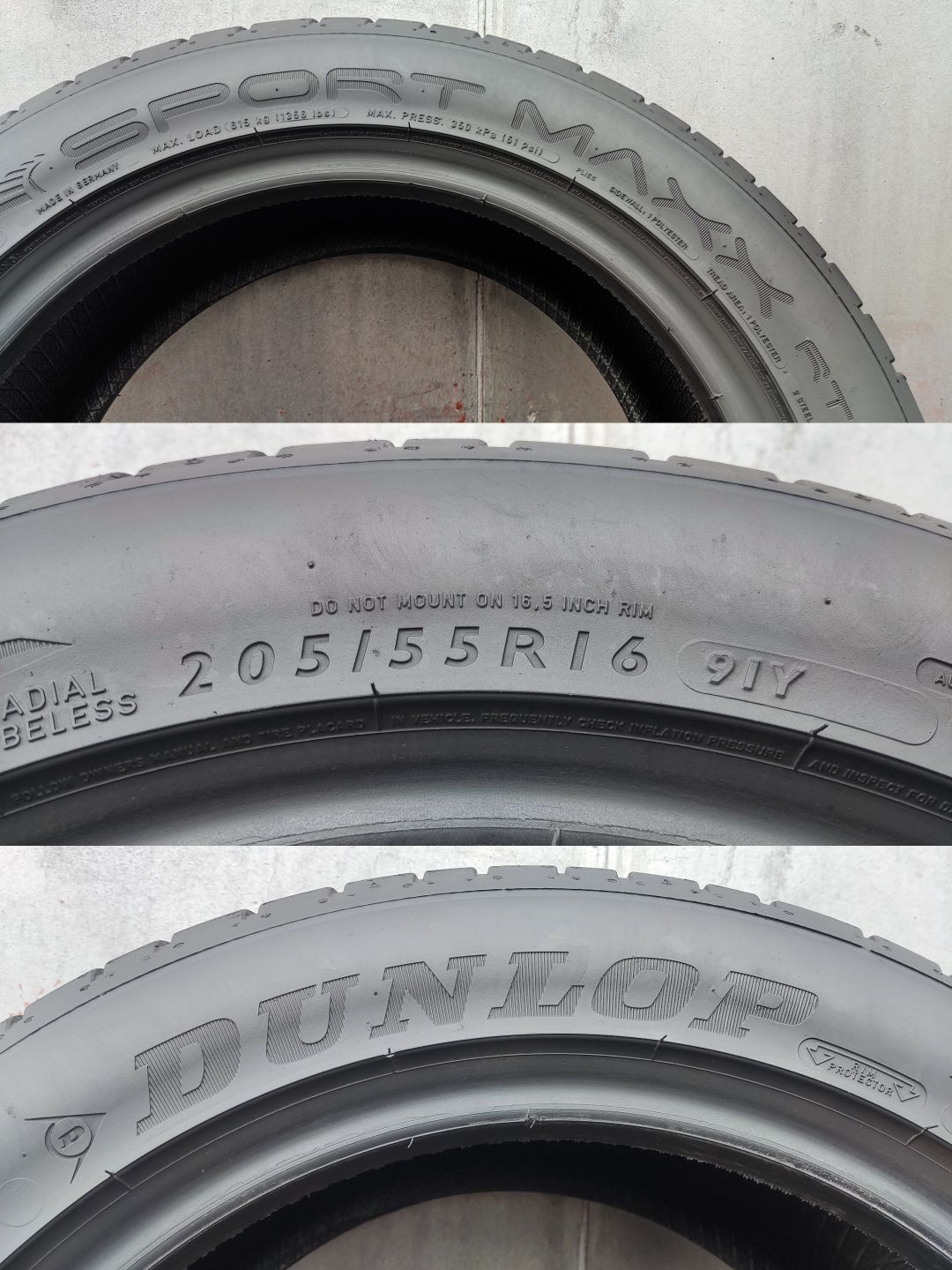 4бр. летни гуми 205/55/16 Dunlop Sport Maxx RT
dot22
6.9mm
Много добро