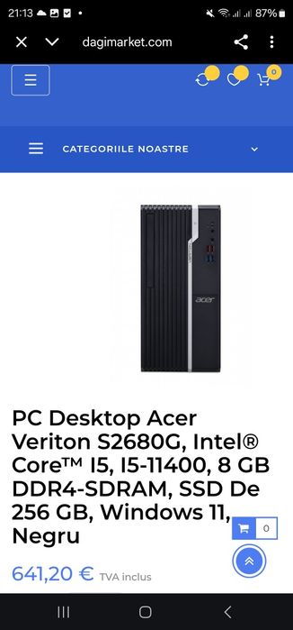 Unitate PC Acer Veriton S2680G Intel Core i5-11400