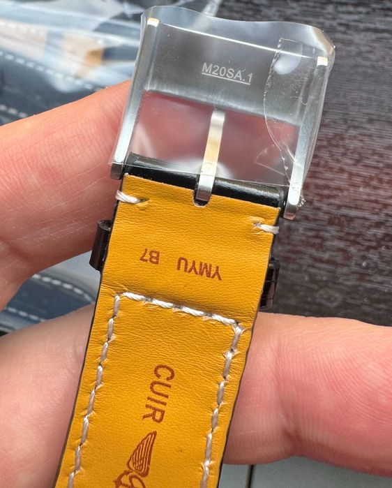 Curea din piele pentru ceas Breitling latime 24 mm neagra