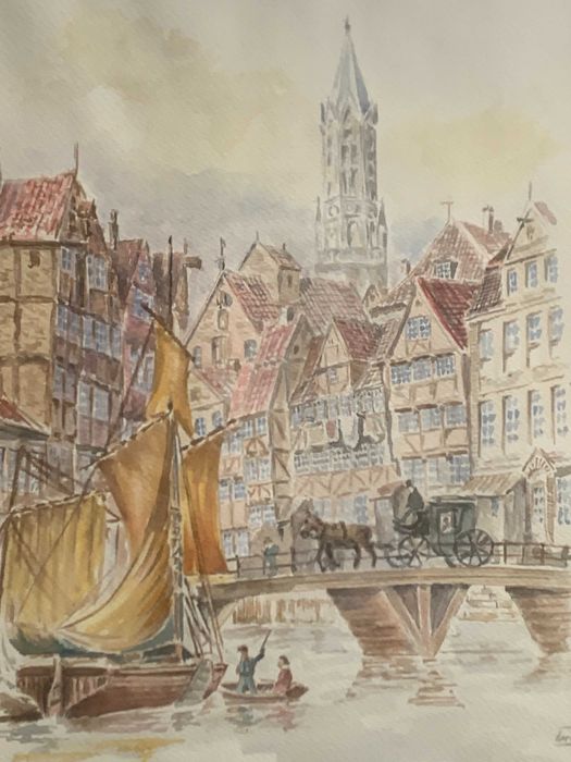 стара картина акварел от 1865г