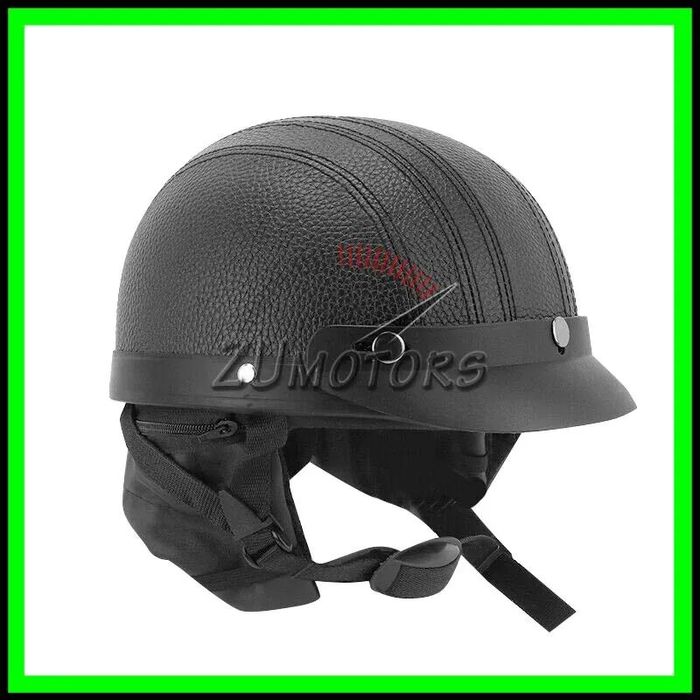 Casca moto Retro scuter Vespa Chopper Piele - Negru