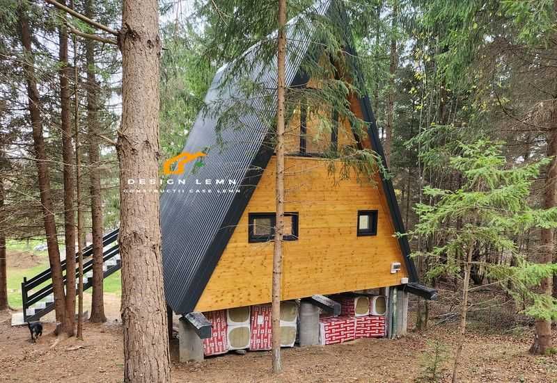 Casa lemn, tip A frame, pret producator, Andrei - 58,38mp + terasa