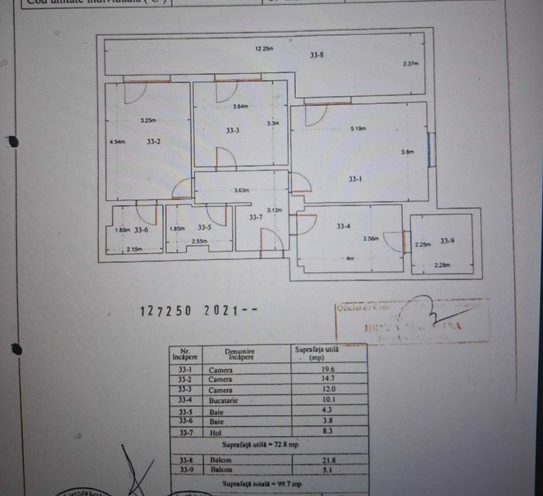 Apartament de vânzare cu 3 camere