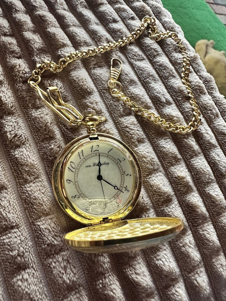 Ceas buzunar 47mm Quartz Von Hattenberg Gold Full Hunter 14"