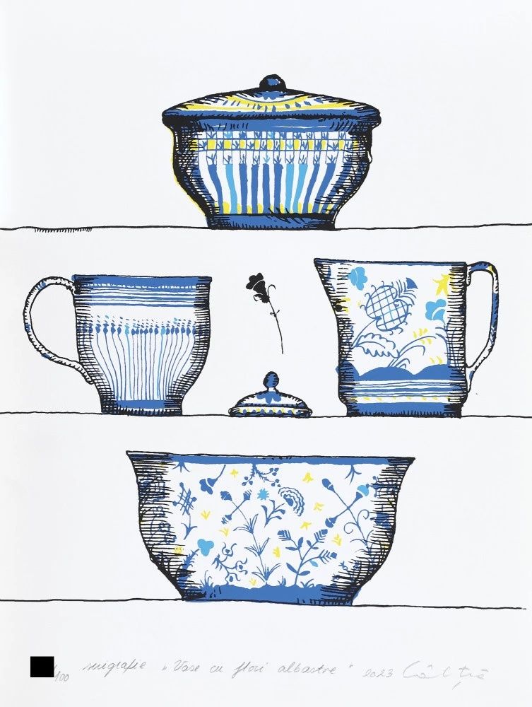 Ștefan Câlția - Vase cu flori albastre, 2023 (doar 100 de exemplare)