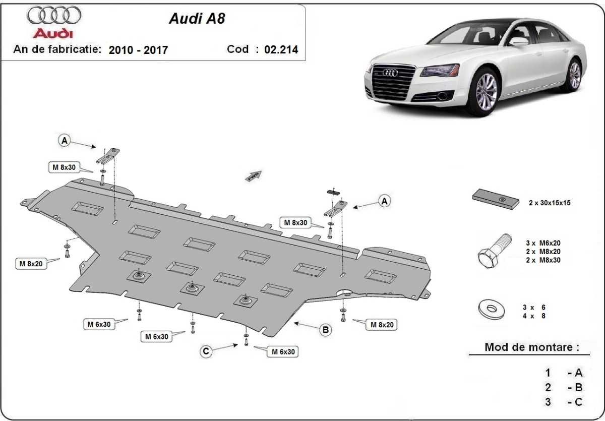 Метална кора под двигател скорости Audi A8 D4 2010г – 2017г