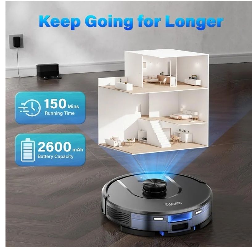 Aspirator robot Tikom cu funcție Mop, Robot aspirator L8000