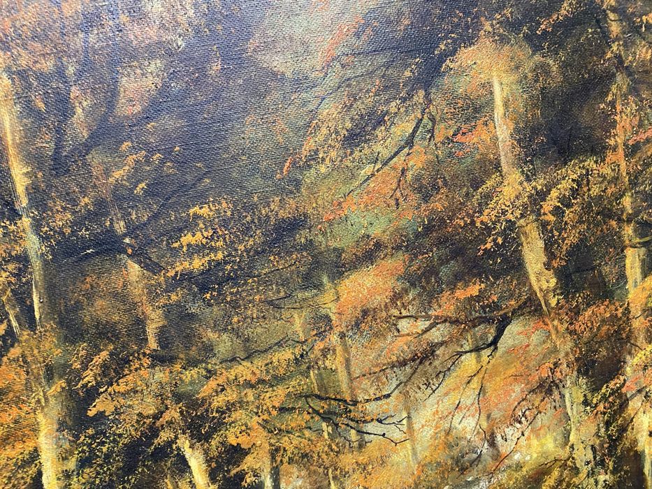 Маслена картина R Bernat Zik есенен горски пейзаж 1950 те