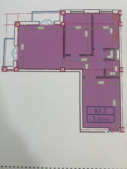 Своя Юнусабад-13 Новостройка 3/5/8 Коробка 88м2