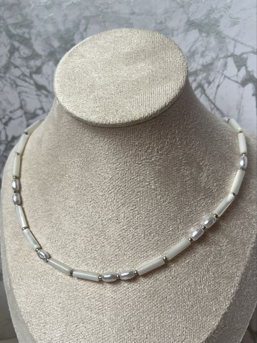 Ручная работа Ожерелье чокер аметист/лунница/перламутр/вишня