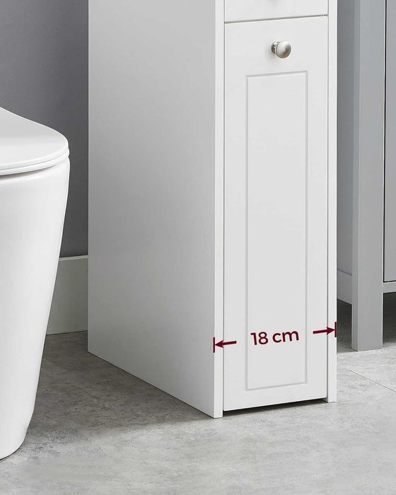 Шкаф за баня Тесен за тоалетна хартия Тоалетен с чекмеджета Стоящ Бял