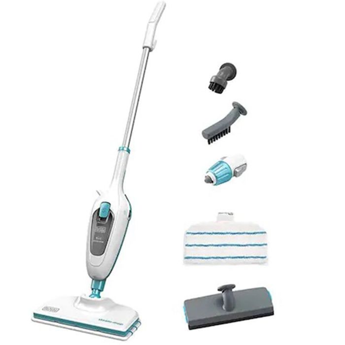 Mop cu aburi Black&Decker FSM12E5, 1300W, 0.38l, alb
