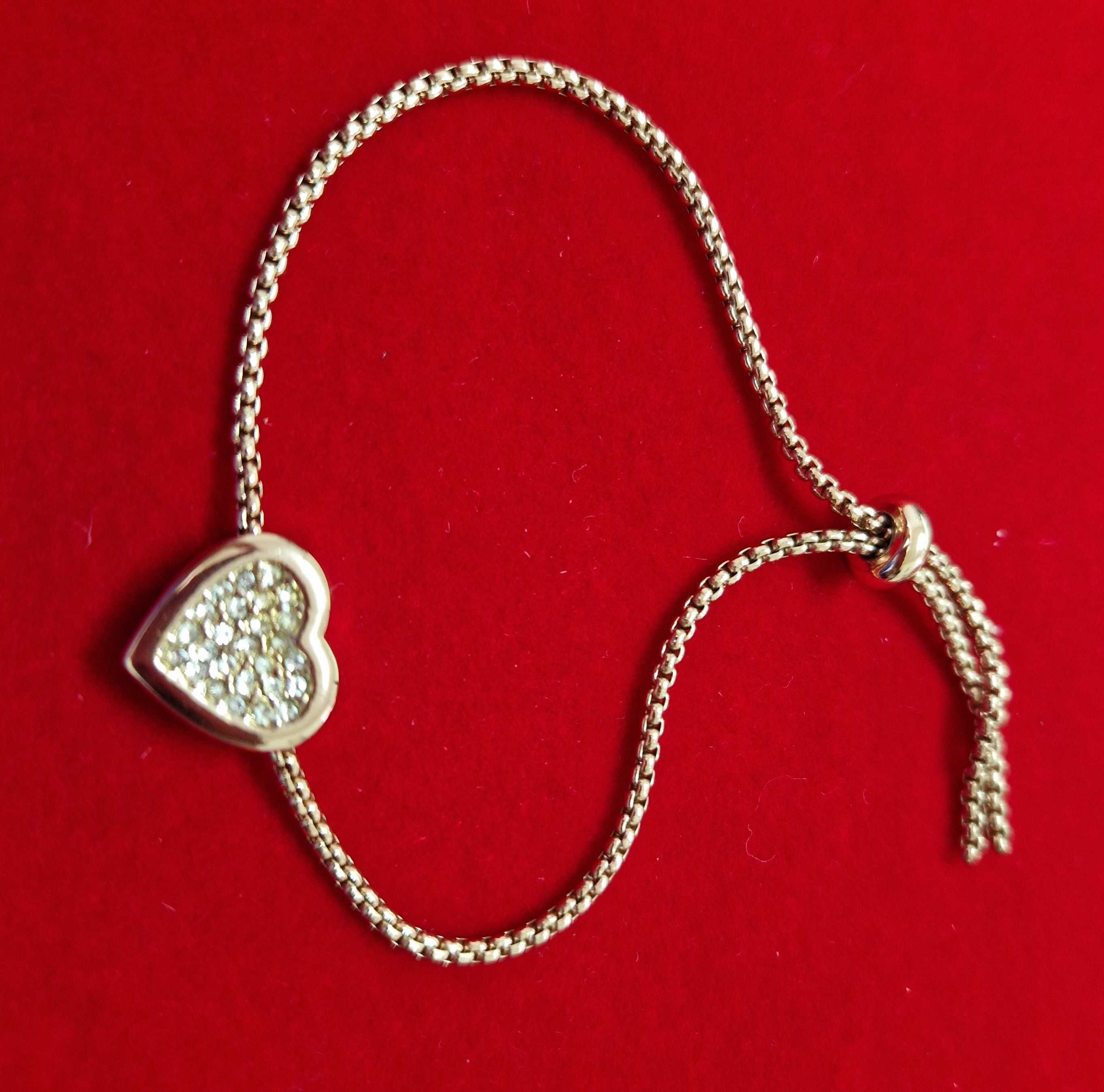 GB12,bratara placata aur 14k,reglabila,inima zirconii albe,ideal cadou