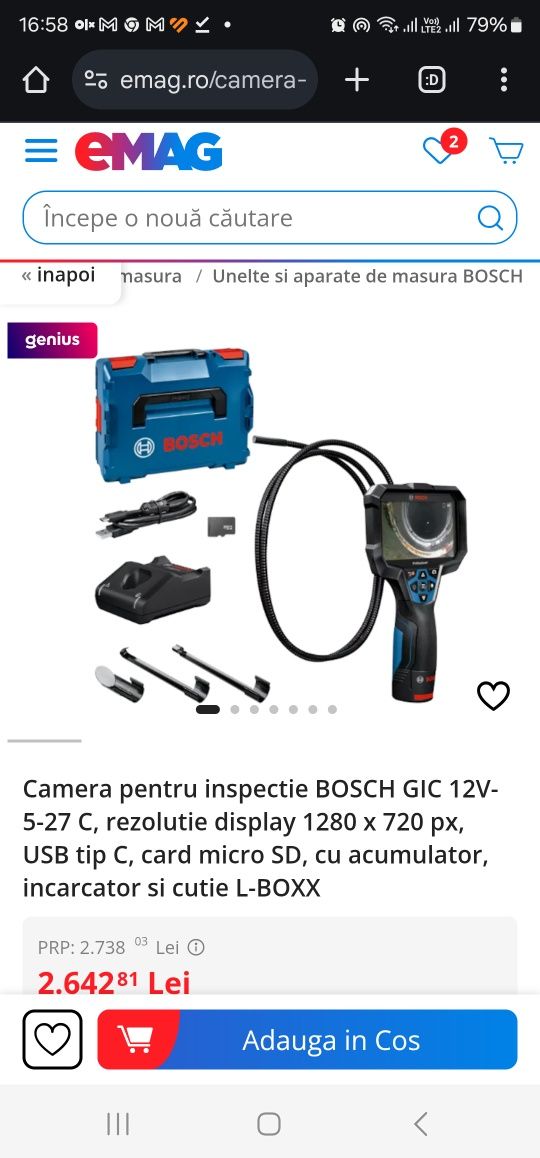 Camera pentru inspectie BOSCH GIC 12V-5-27 C, NOUA