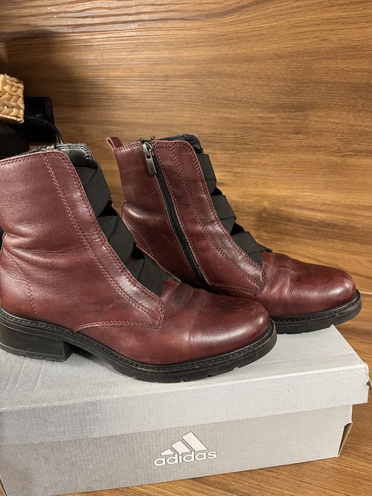 Боти дамски бордо естествена кожа