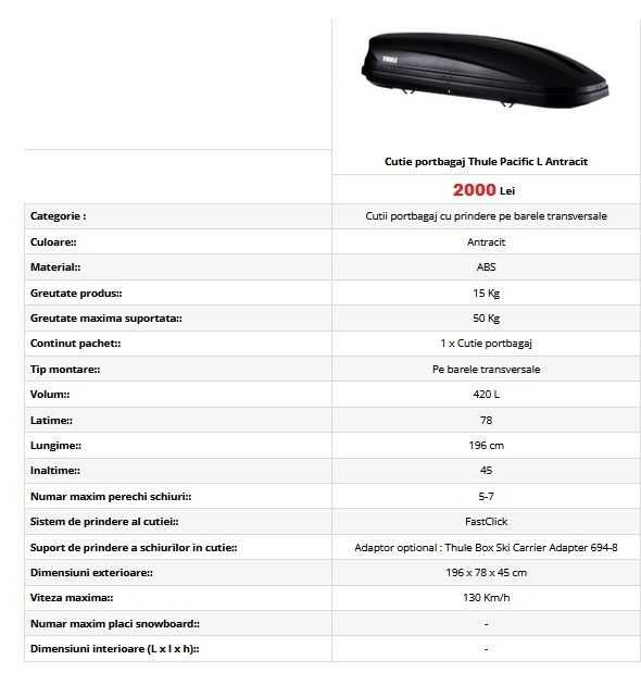 Thule Pacific L & Motion 3  livrare imediată în Brasov