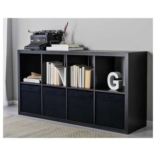 Etajeră IKEA KALLAX 77×147 cm, negru-maro