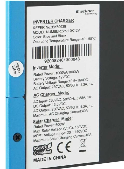 Invertor solar hybrid 1.0 KW Breckner Germany 12V