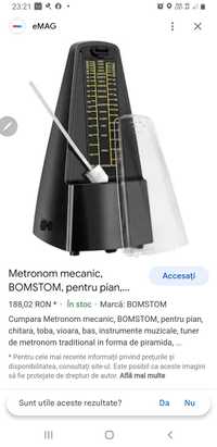 Metronom mecanic Bomstom pentru pian