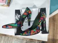 Pantofi stiletto - piele naturala, multicolori