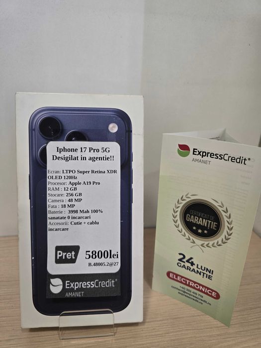 Iphone 17 Pro 256GB DeepBlue Desigilat in agentie! (AG27 b.48005.2)