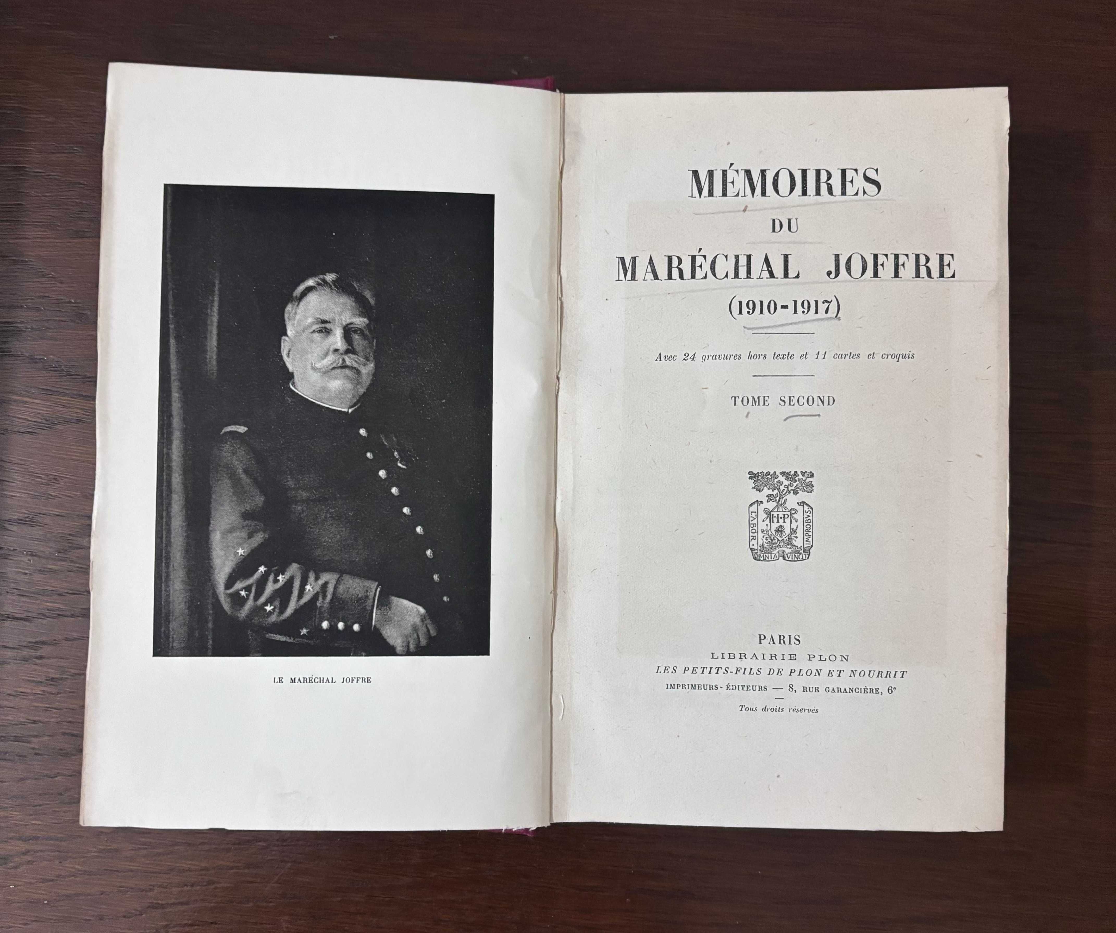 Memoires du Marechal Joffre 1910 - 1917 - 2 volume