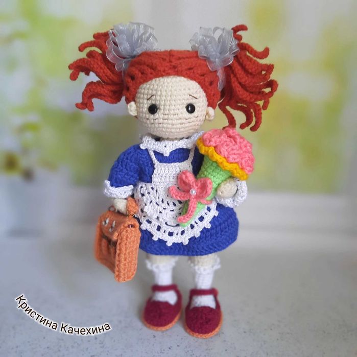 Кукла Первоклассница ручной работы. Подарок школьнику, учителю.