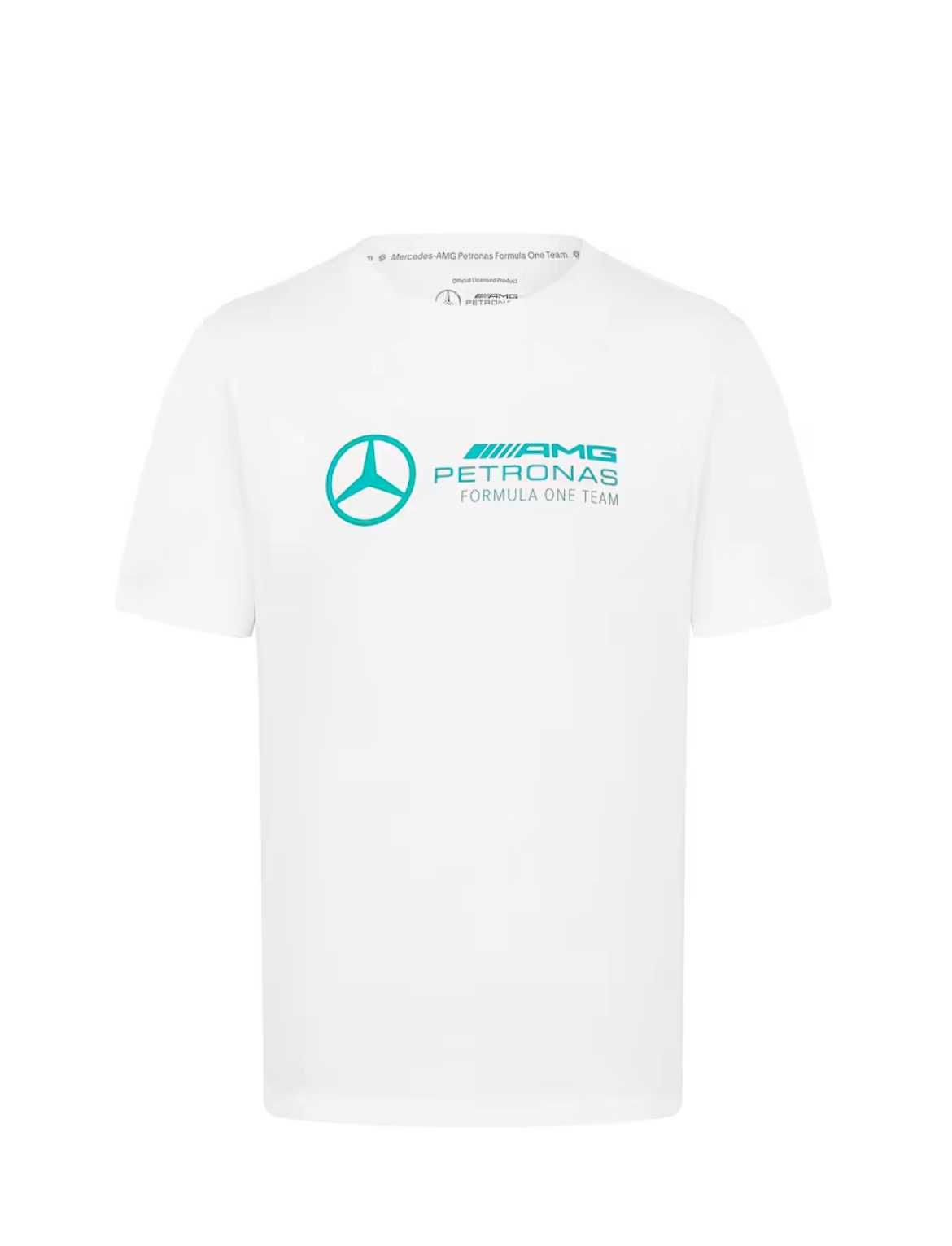 Мъжка тениска Mercedes AMG Petronas F1 Logo T-Shirt - White and teal