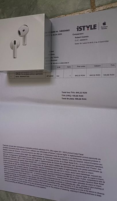 AirPods 4 ANC (Cu anulare activa a zgomotului)