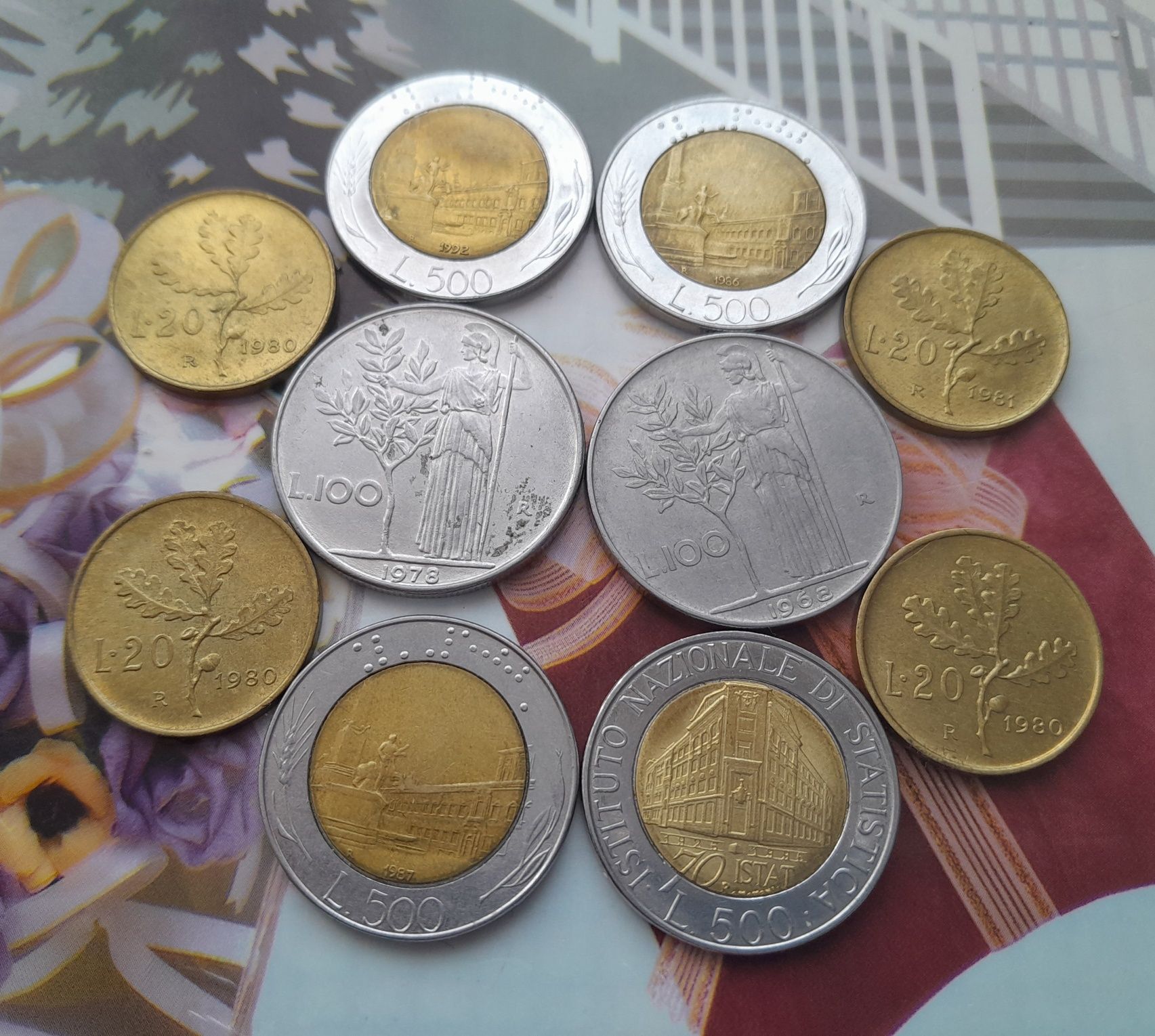 10 buc lot monede lire italian  .