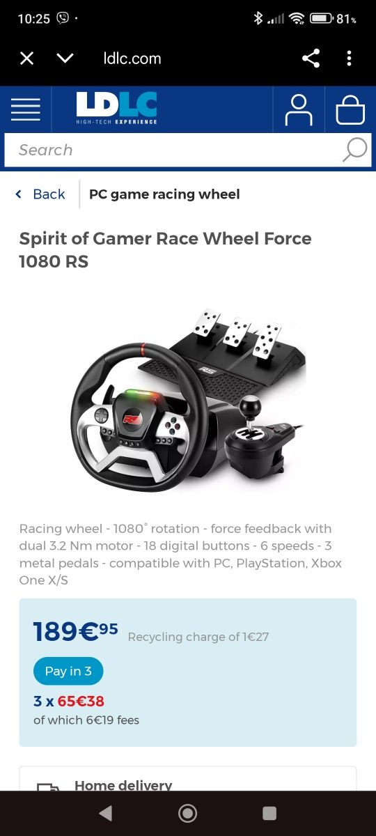 Геймърски волан,Spirit of Gamer Race Wheel Force 1080 RS