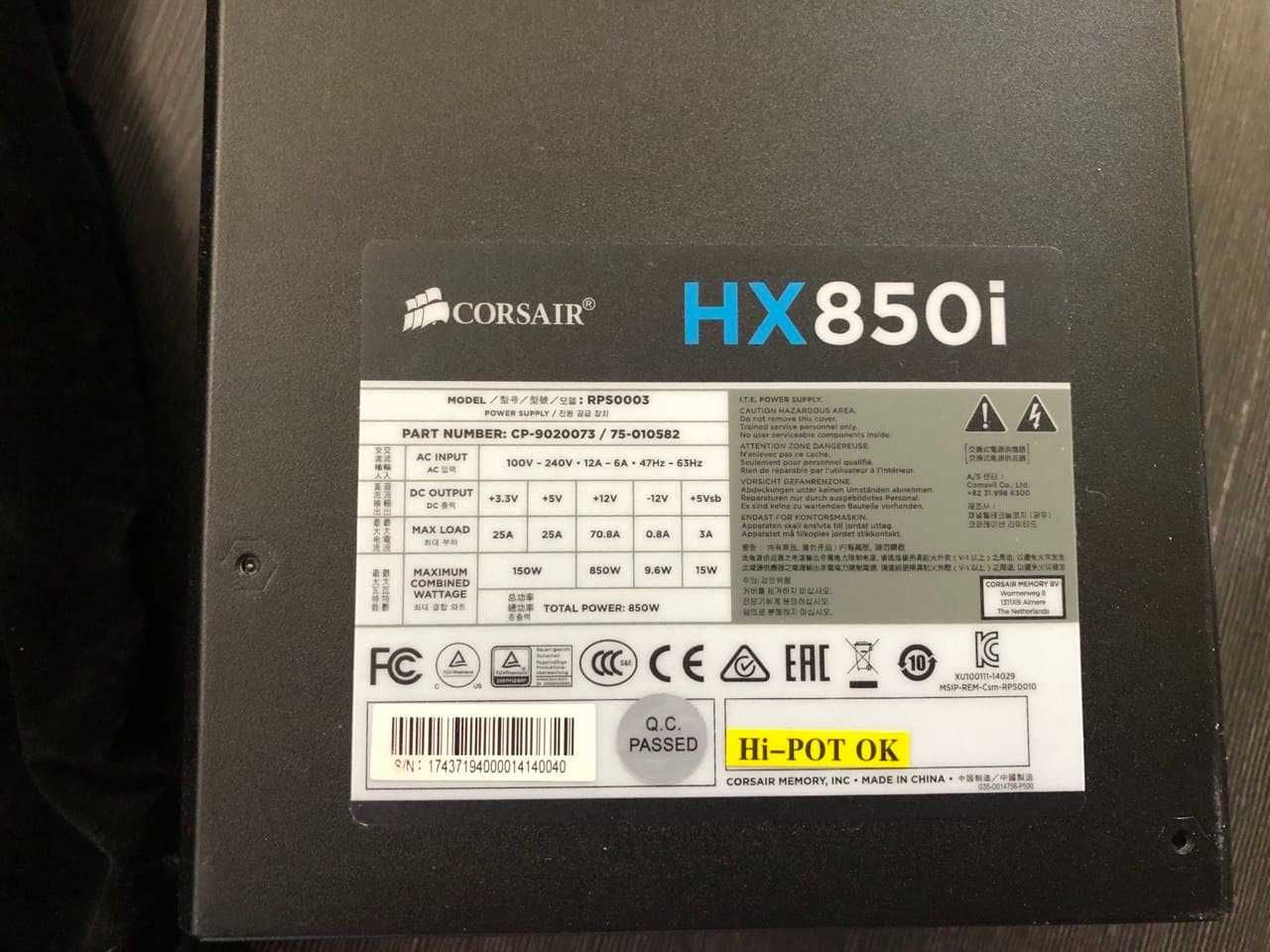 Corsair HX850i High-Performance 850 Watt PLATINUM