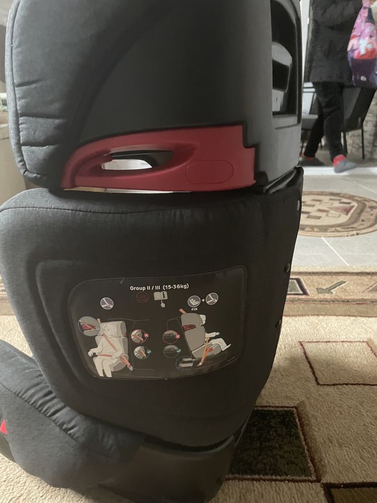 Scaun auto ISOFIX Kinderkraft Junior Fix, 15-36 kg, Negru