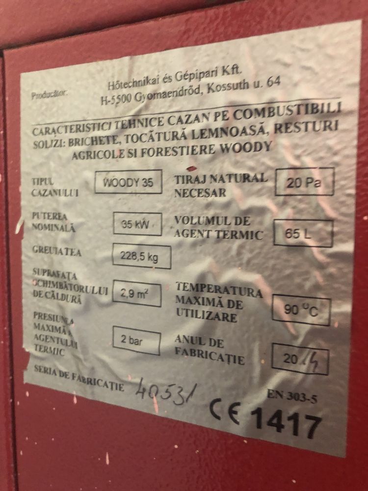 Cazan incalzire pe combustibil solid ,plus boiler cadou