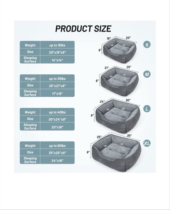 Pat ortopedic lavabil JOEJOY pentru câini și pisici mici, gri, 51x48