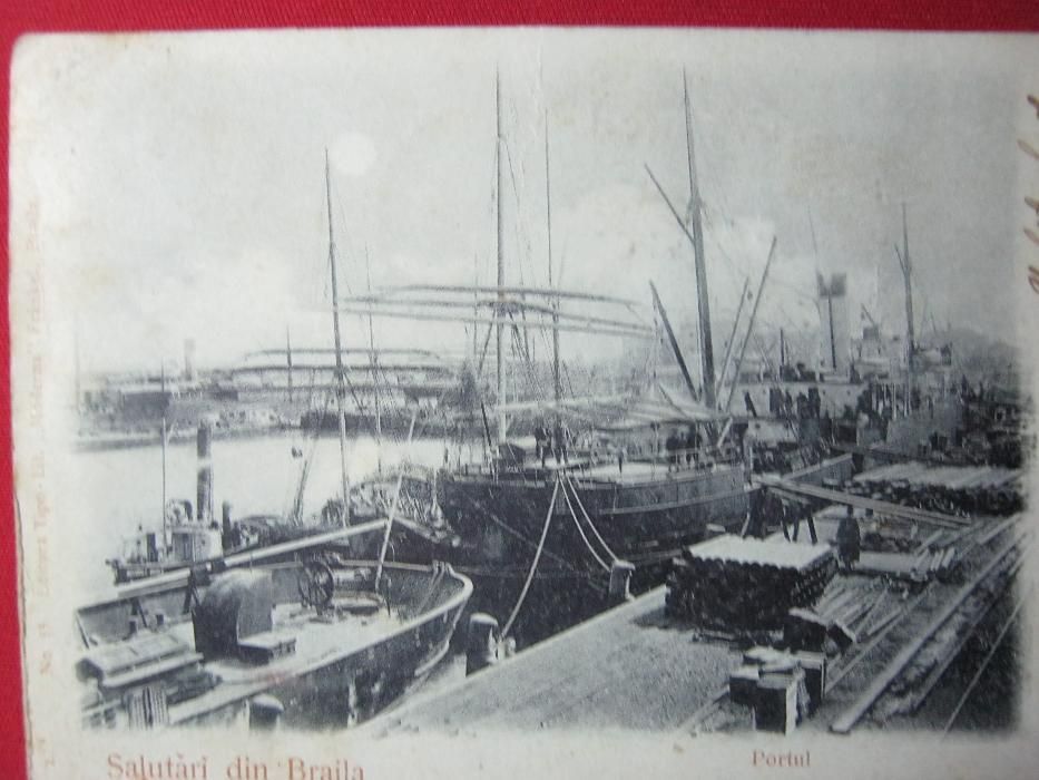 Ilustrata veche,Carte Postala,litotipie,Braila.Portul la 1900.